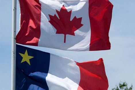 Drapeau canadien et acadien - Terre des eaux