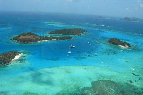 Vue panoramique des iles Grenadines