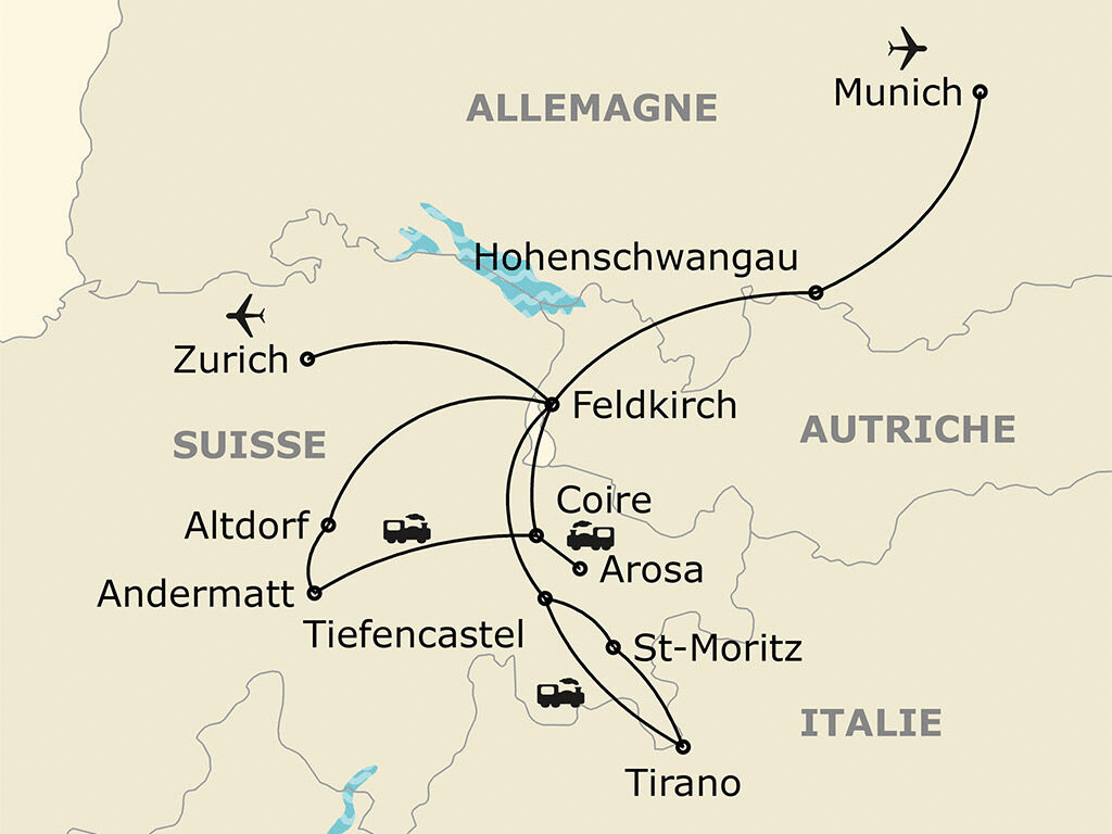 Circuit Trains de Suisse et virée transalpine munich Allemagne