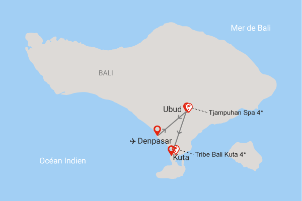 Combiné hôtels Combiné Tjampuhan Spa et Tribe Bali Kuta denpasar Bali