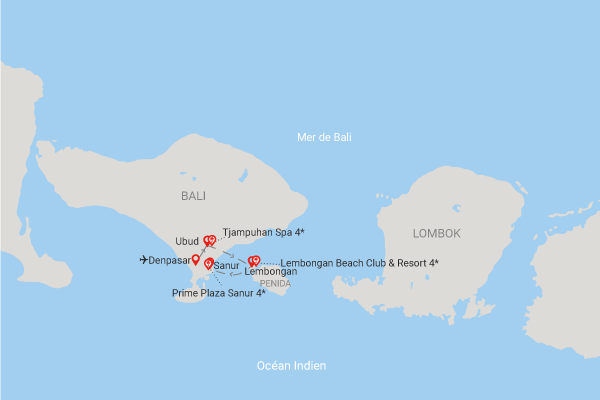 Combiné hôtels Trio balinais : Ubud, Lembogan et Sanur denpasar Bali