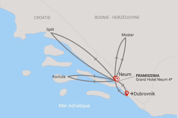 Circuit Les Merveilles de Dalmatie et extension 3 nuits Framissima Grand Hotel Neum neum Bosnie-Herzégovine