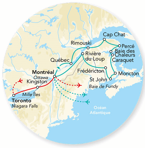 Circuit Pré-Voyage Niagara & Merveilles du Québec, Gaspésie & Acadie toronto Canada