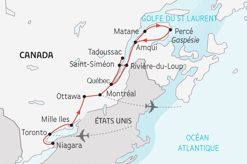 Circuit Le Canada, de Niagara à la Gaspésie toronto Canada