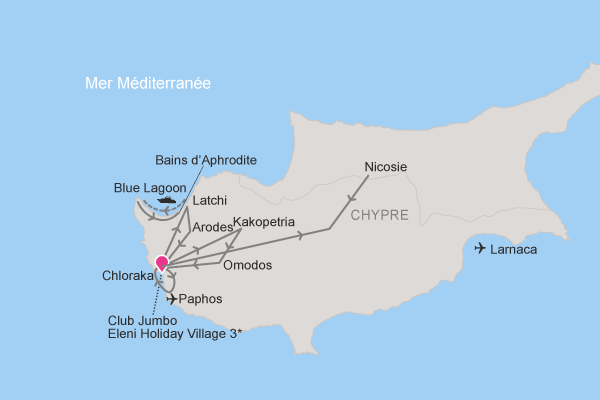 Circuit Des rivages aux montagnes de Chypre, logement club Jumbo Eleni paphos Chypre