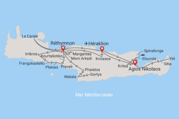 Circuit Merveilles de Crète d'est en ouest heraklion Crète