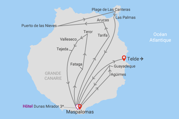 Circuit Beautés sauvages de Grande Canarie, logement au Dunas Mirador maspalomas Grande Canarie