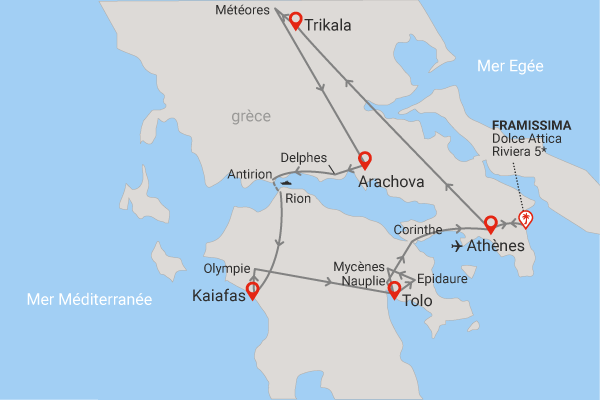 Combiné circuit et hôtel Grand Tour de Grèce et extension 7 nuits Framissima Dolce Attica athenes Grece