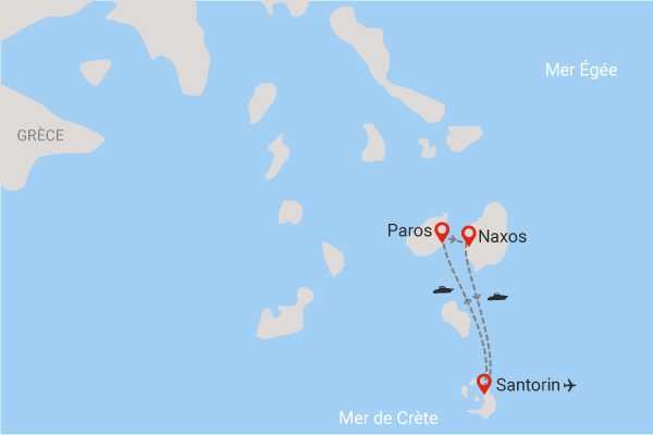Combiné hôtels Combiné 3 îles : Santorin - Paros - Naxos en 15 jours en 2* et santorin Grece