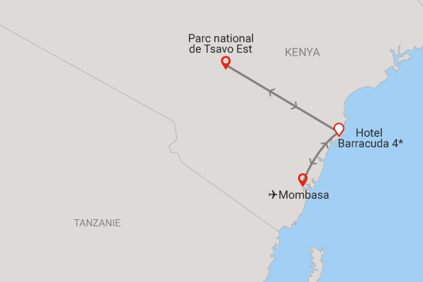 Combiné circuit et hôtel Fram Selection Barracuda 4* avec 1 nuit Tsavo Est mombasa Kenya