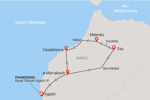 Combiné circuit et hôtel Les Villes Impériales et extension Framissima Royal Tafoukt Agadir Resort & Spa (7 nuits) agadir Maroc