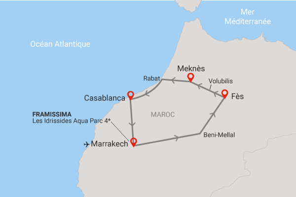 Combiné circuit et hôtel Les Villes Impériales et extension Framissima Les Idrissides (3 nuits) marrakech Maroc