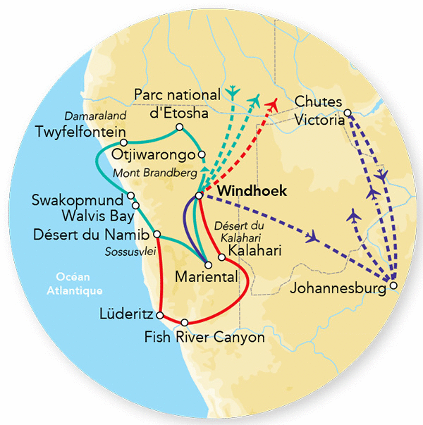 Circuit Splendeurs de Namibie & Extension Chob & Chutes Victoria windhoek Namibie