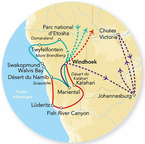 Circuit Splendeurs de Namibie et Extension Fish River Canyon & Chutes Victoria windhoek Namibie