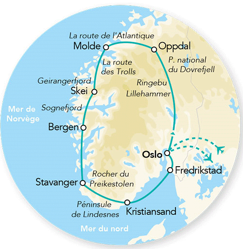 Circuit Merveilles de Norvège 2023 oslo Norvege