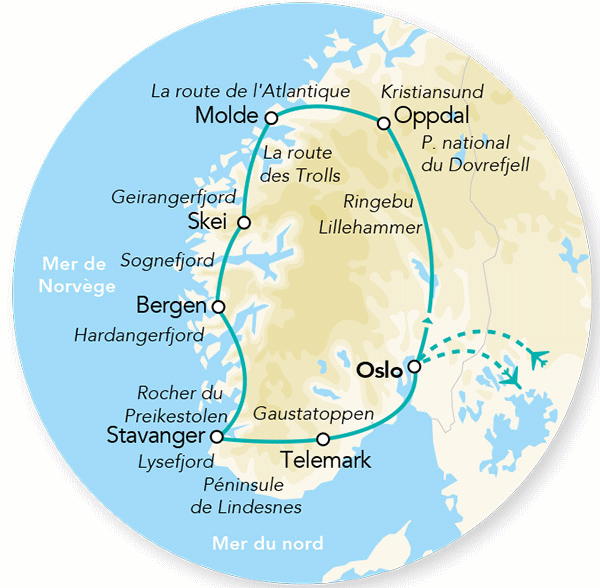 Circuit Merveilles de Norvège 2025 oslo Norvege