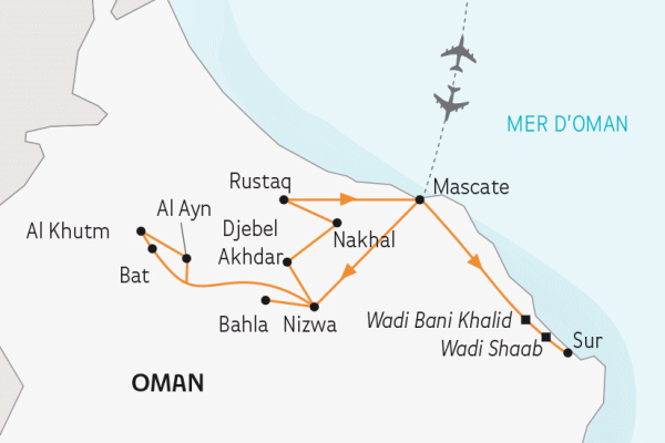 Circuit Le Sultanat d'Oman, l'Arabie heureuse mascate Oman