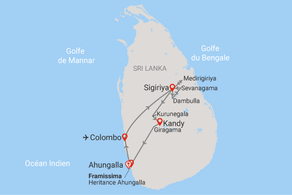 Combiné circuit et hôtel Circuit Joyaux du Sri Lanka (privatif) & plage au Framissima Heritance Ahungalla colombo Sri Lanka