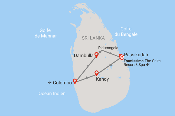 Combiné circuit et hôtel Framissima The Calm 4* et 2 jours de visites colombo Sri Lanka