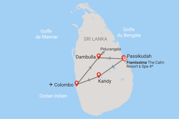 Combiné circuit et hôtel Framissima The Calm 4* et 3 jours de visites colombo Sri Lanka