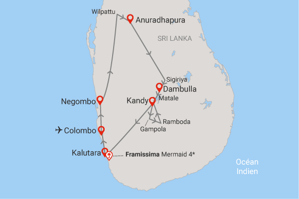Circuit Intense Sri Lanka (privatif) & plage au Framissima Mermaid colombo Sri Lanka
