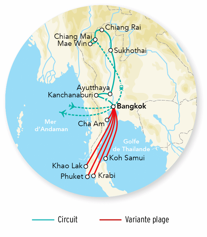 Circuit Explorations de Thaïlande & Séjour plage Cha Am bangkok Thailande