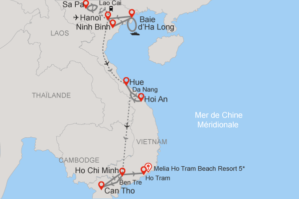 Circuit Toutes les couleurs du Vietnam 3* et extension 3 nuits au Immersion by Fram Melia Ho Tram hanoi Vietnam