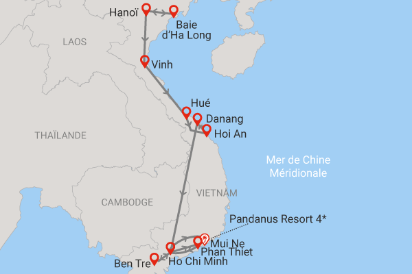 Combiné circuit et hôtel Trésors du Vietnam avec extension 3 nuits au Pandanus Resort hanoi Vietnam